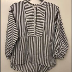 J. Crew striped poplin collarless shirt size XS